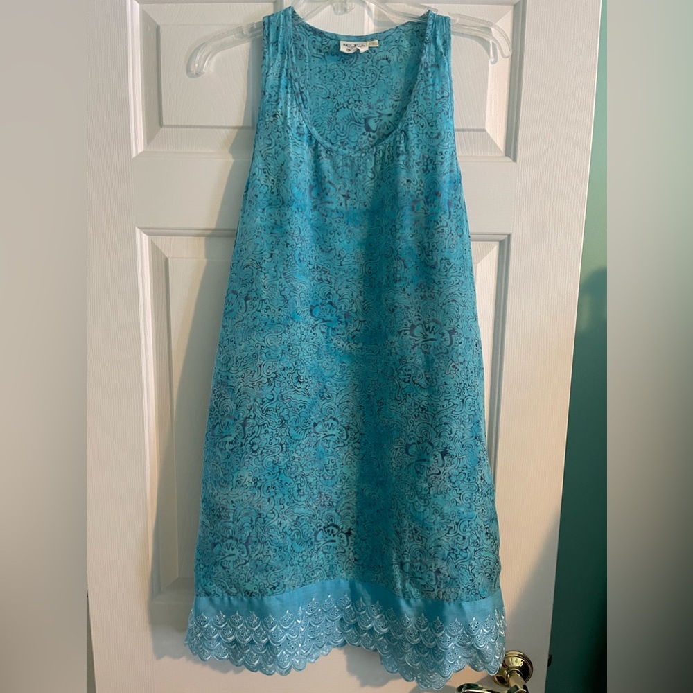 Go Fish sleeveless turquoise and purple dress, size medium